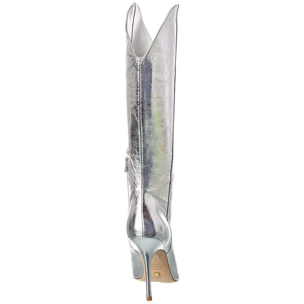 Stuart Weitzman Strt Outridr 100 Leather Boot, Silver - Picture 3 of 5